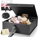 Schwarz Luxus Große Magnet-Geschenkbox, 32,5 * 23 * 10,5cm mit Band, Papier&...