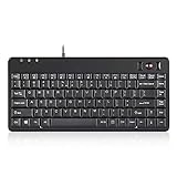 Perixx PERIBOARD-505H PLUS, Wired keyboard with trackball and 2 USB Hubs - 14mm...