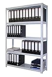 Archivregal 200x100x30 cm 78 Ordner 6 Metallböden 150 KG/Boden lichtgrau...