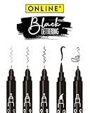 Online 5x Fineliner Schwarz wasserbeständig | mit Brush Pen, Fineliner-Spitzen...