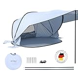 Strandmuschel Pop Up 3-4 Personen mit Sonnensegel | UV Sonnenschutz UPF 50+ |...