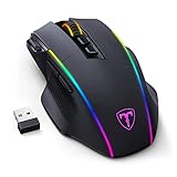 RisoPhy Gaming Maus Kabellose RGB,2.4G/USB-C/Bluetooth Maus mit 8...