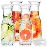 Lawei 4 Stück Wasserkaraffe Glas Wasserkrug 1Liter Wasserflasche Saftkaraffe...
