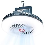 PlayDen LED Campinglampe mit Ventilator USB-aufladbar, 2-in-1 Camping Ventilator...