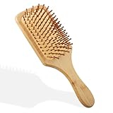 Bambus Haarbürste Holz mit Natur Pins, Bamboo Brush,Holzmassagekamm, Runder...