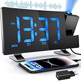 TAKRINK Projektionswecker Radiowecker mit projektion USB-Anschluss Wecker mit...