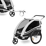 SAMAX Fahrradanhänger Jogger 2in1 360° drehbar Kinderanhänger...