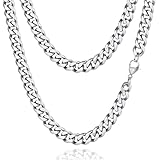 Zinvefa Halskette Herren Silberkette, 3/5/7/9mm Edelstahl Panzerkette Kette für...