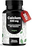 Calcium Tabletten Hochdosiert - 365 Tabletten - 800mg Calcium pro Tag -...