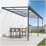 Terrassendach Aluminium transparentes Dach | Terrassenüberdachung Veranda grau...
