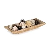 Hanobe Dekorative Teigschale aus Holz: Lange Holz-Tischdekoration, natürlicher...