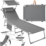 tectake® Sonnenliege klappbar, tragbar, Liege mit Seitentasche, Strandliege,...
