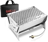 ovicue Grill groß L | Mobiler Steck-Gasgrill – Tragbarer Edelstahlgrill mit...