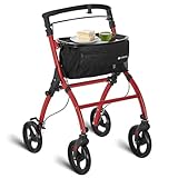 Juskys Aluminium Wohnungsrollator Aktiv mit Transporttasche & Tablett - Indoor...