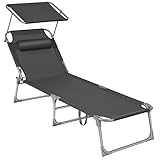 SONGMICS Sonnenliege, klappbarer Liegestuhl, 193 x 53 x 29 cm, trägt bis zu 150...