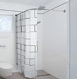 MYOYAY Duschvorhangstange Verstellbare L Form inkl. 18 Ringe Dusche, 90-130cm...