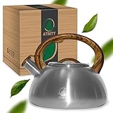 ATNITY Wasserkessel 2,3L - Stilvoller Flötenkessel aus Edelstahl für...