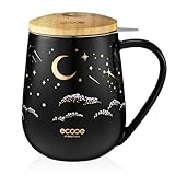 ecooe Teetasse mit Deckel und Sieb - 600 ml Keramik Tee Tasse Große Teetassen...