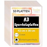 Creative Deco 10 x A3 Sperrholzplatte 3mm | 420 x 300 (+/- 0,5) mm |...