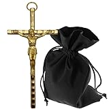 Lunexus Wandkreuz Metall 11 cm Gold - Katholisches Metallkreuz gesegnet -...