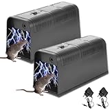 Elektrische Rattenfalle, 2 Stück Mausefalle Elektrisch, Extra Groß 5000V...