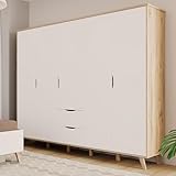 Forte VANKKA Kleiderschrank 230, Skandi Schrank mit 5 Drehtüren und 2...