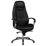 Amstyle Bürostuhl Austin Echt-Leder Schwarz Schreibtischstuhl XXL Polsterung...