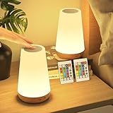 Bonsery Nachttischlampe 2er Set, Led Nachttischlampe Touch Dimmbar USB Aufladbar...