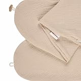 HOBEA-Germany Stillkissenbezug für Stillkissen 190cm Designs (Musselin beige)