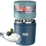 LEBENLANG Müslibecher To Go mit Löffel - Isolierende Edelstahlinnenwand &...