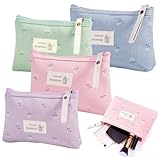 Canvas Kosmetiktasche Set, 4 Stück Mini Tragbare Kulturbeutel 17×3×12cm für...