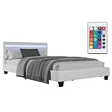 Juskys Polsterbett Verona 120x200 cm - Bett komplett mit LED-Beleuchtung,...