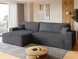 BROMARKT Sofa mit Schlaffunktion Couch L Cordstoff Sofa Bettkasten Schlafsofa...
