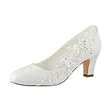 Emily Bridal Brautschuhe Frauen Seide wie Satin Stämmiger Absatz Absatzschuhe...