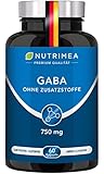 GABA Pur 750mg | Reine Pulver Kapseln Hochdosiert | OHNE Zusätze & Vegan | Ruhe...