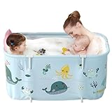 Warmiehomy Faltbare Badewanne, 120X50X55cm Tragbare Klappbadewanne mit Kissen...