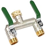 Wasserverteiler 2fach, Durchflussstarker 2 Wege Verteiler Wasser, Vernickelt...
