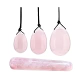 CrystalTears Rosenquarz Yoni Eier Massagestab 3 Größen gebohrte Kristall Eier...