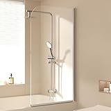 EMKE Badewanne Duschwand für Badewanne 70x140 cm, Badewannenaufsatz Faltbar...