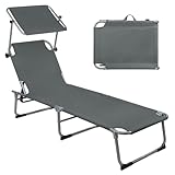 Montafox Sonnenliege 195 x 59 x 32 cm Strand Liege Tragbar max.150 kg Sonnendach...