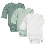 LaLoona Wickelbody Langarm 3er Pack - Baby Body Set aus Baumwolle, Langarmbody...