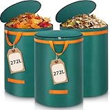 Enbagold 3X 272L Gartenabfallsack Stabil, Laubsack mit Deckel und Griffen...