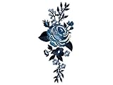 Mono-Quick Aufnäher Bügelbild Applikation zum Aufbügeln Rosen Blumen Blau 7 x...