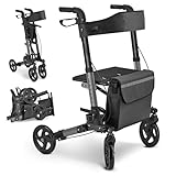 Juskys Rollator Vital schwarz - Gehhilfe faltbar & leicht aus Aluminium bis...