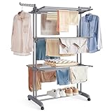 SONGMICS Wäscheständer, Standtrockner 4 Ebenen, Flügelwäscheständer,...
