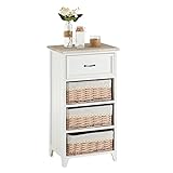 CARO-Möbel Kommode Provence in weiß, Vintage, mit 1 Schublade und 3 Körben,...