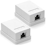 deleyCON 2x CAT 6a Netzwerkdose 1x RJ45 Buchse FTP geschirmt Aufputz Montage 10...