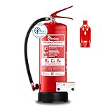 FireLoq 6kg Pulver Feuerlöscher für Brandklasse ABC mit 34A 233B C ergibt 10...