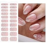 JMEOWIO Nagelfolie Schwarz Weiß Glitter Hell Rosa Gel Nail Nagelfolien...
