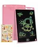 LCD Schreibtafel 12 Zoll, Genialba Buntes LCD Schreibtablett, Kindergeschenk, LCD Writing Tablet Elektronischer Tablette, Grafiktablett für Kinderspiele 2 3 4 5 6 7 Jahre alte Mädchen (Rosa)